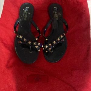 Authentic Valentino, black started sandals, size 6